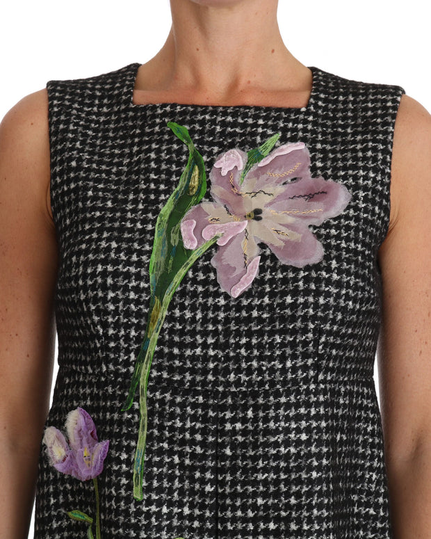 Gray Tulip Embroidered A-Line Shift Dress