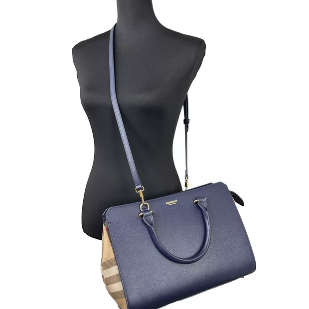 Small Banwell Leather Tote Bag Purse Blue