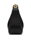 Black Leather Mini Hobo Vlogo Shoulder Bag