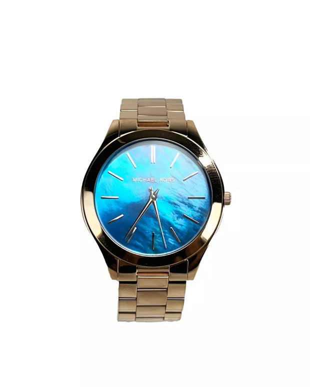 Slim Runway Stainless Steel Watch MK3494 Ocean Blue Gold NO BOX