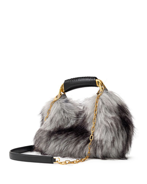 Gray Leather Handbag