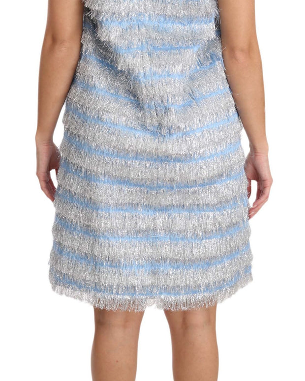 Light Blue Silver Shift Gown Dress