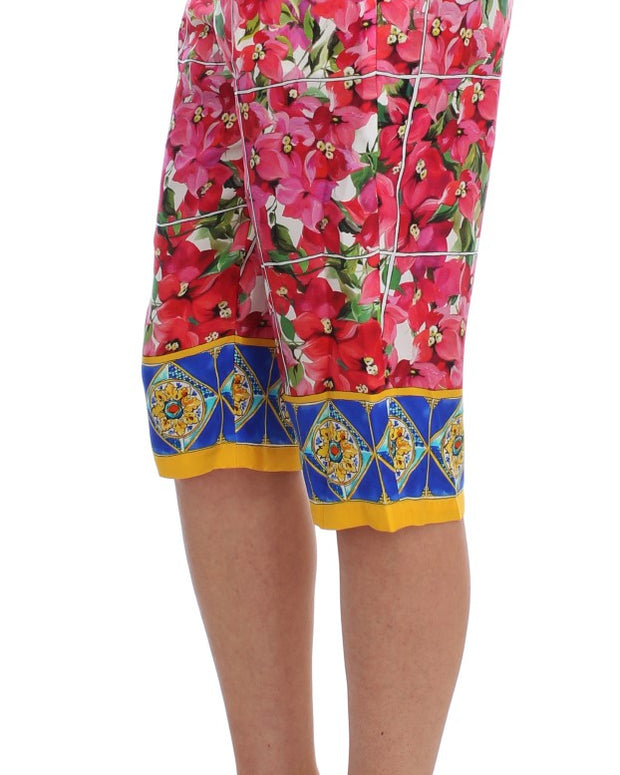 Multicolor Floral Knee Capris Shorts Pants