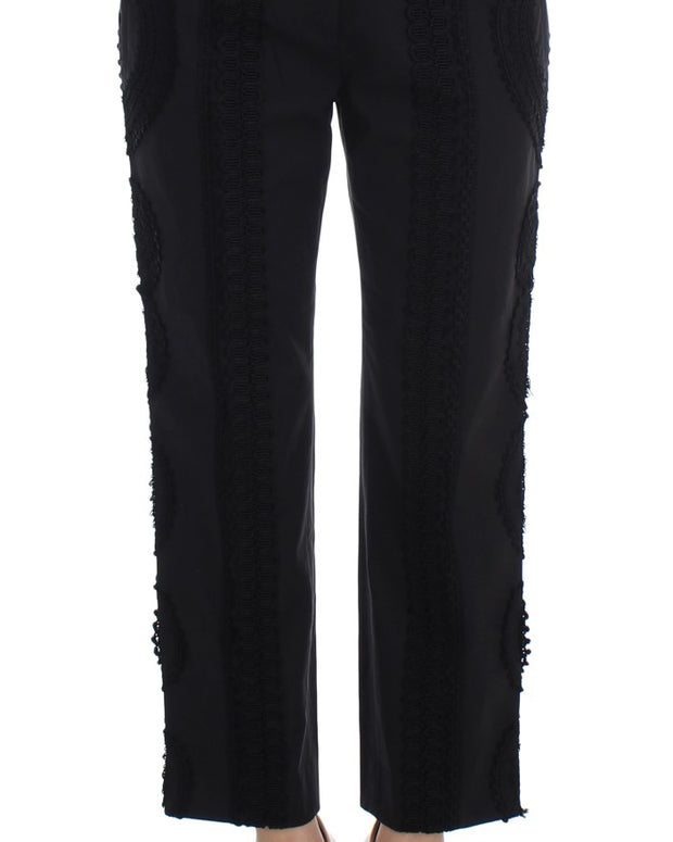 Black Cotton Stretch Torero Capris Pants