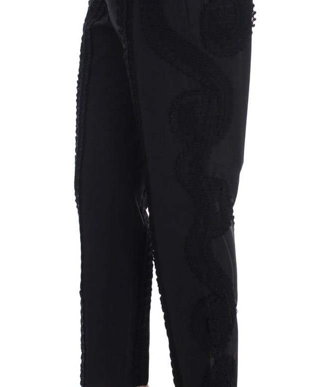 Black Cotton Stretch Torero Capris Pants