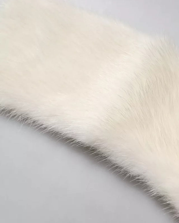 White Mink Fur Collar Women Neck Wrap Scarf