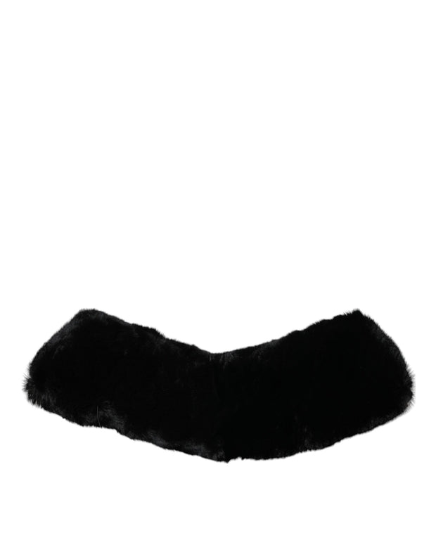 Black Lamb Fur Collar Women Neck Wrap Scarf