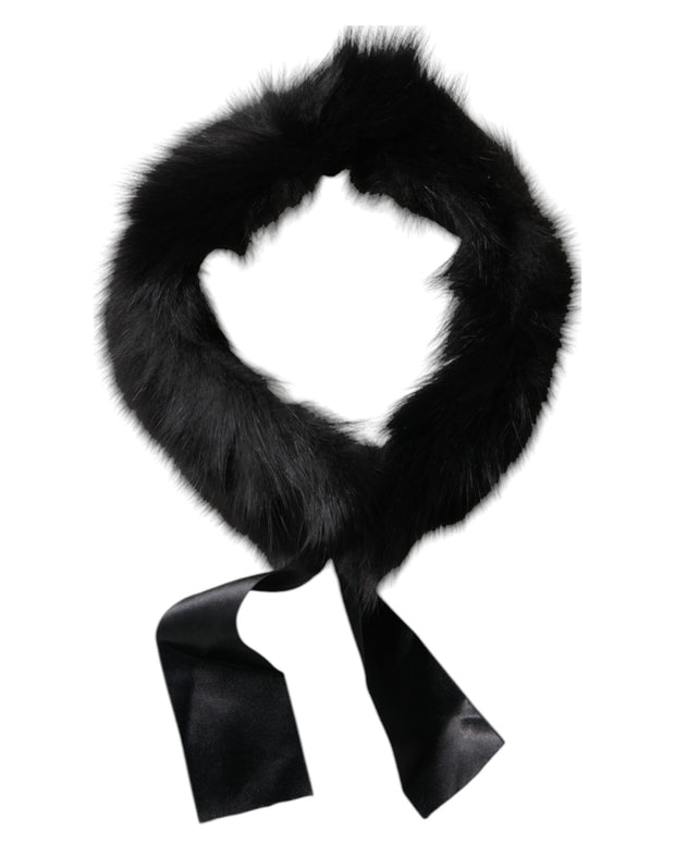 Black Fur Shoulder Collar Wrap Shawl Scarf