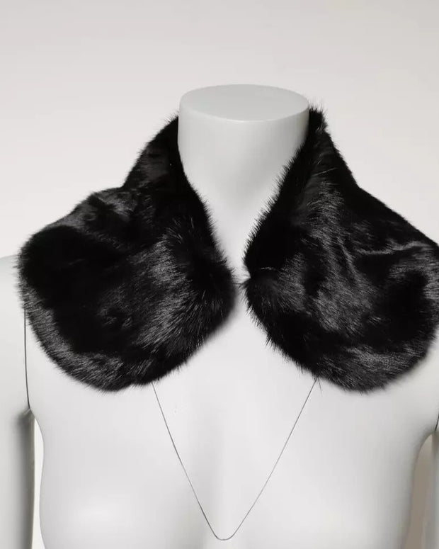 Black Fur Shawl Neck Wrap Cover Collar Scarf