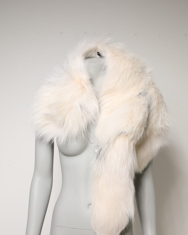 White Fox Fur Neck Wrap Warmer Winter Scarf
