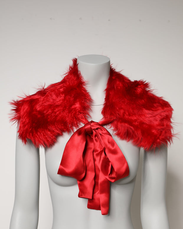 Red Alpaca Fur Women Neck Warmer Winter Scarf