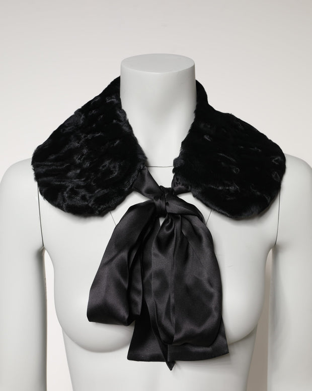 Black Lamb Fur Women Neck Warmer Winter Scarf