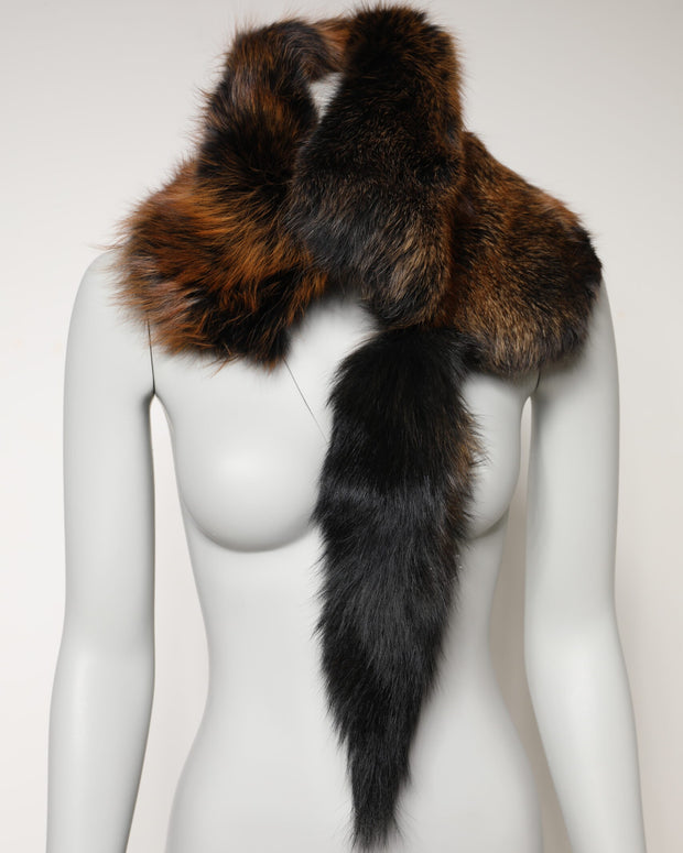 Brown Red Fox Fur Neck Warmer Winter Scarf