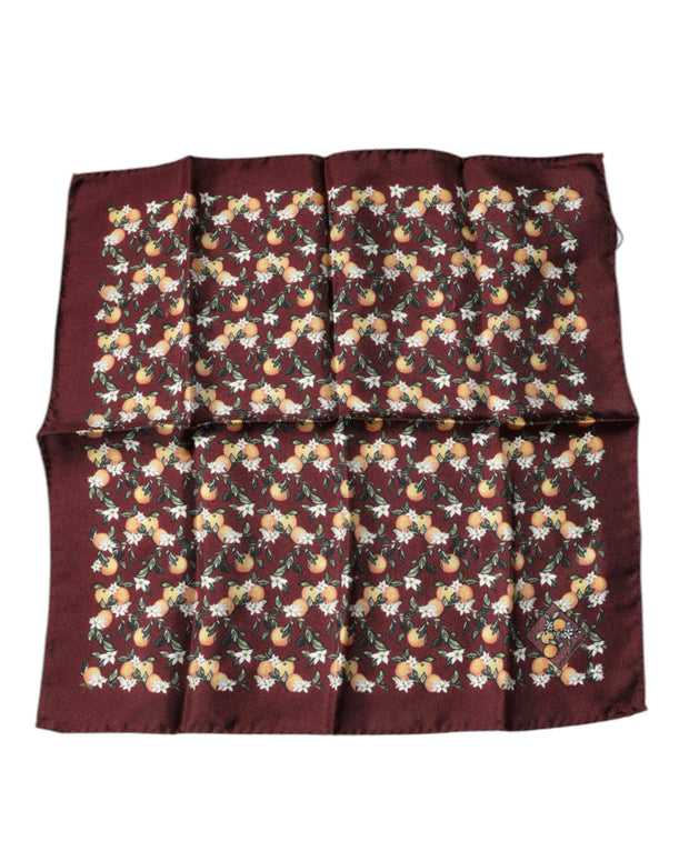 Maroon Oranges Silk Square Handkerchief Scarf