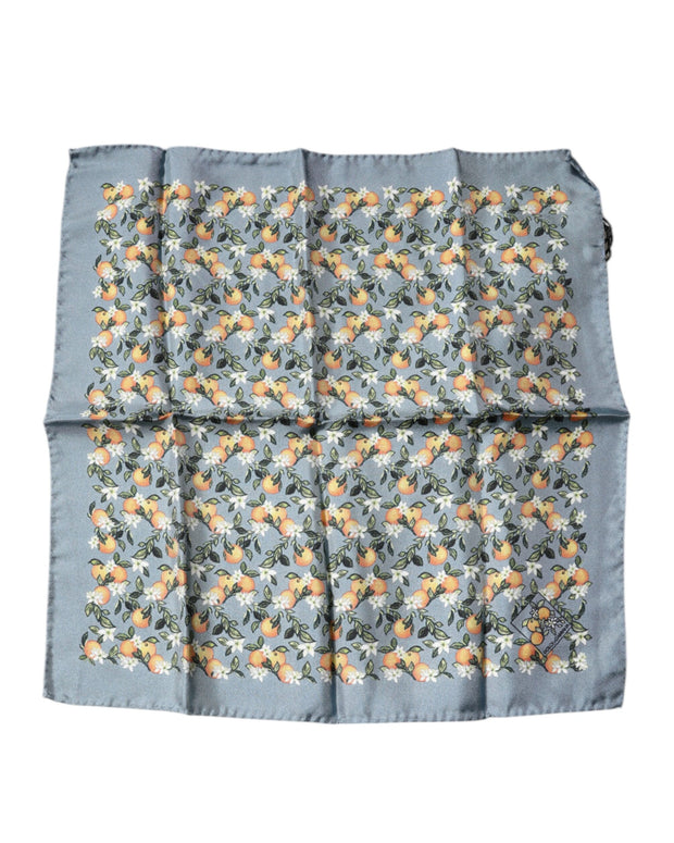 Gray Oranges Silk Square Handkerchief Scarf