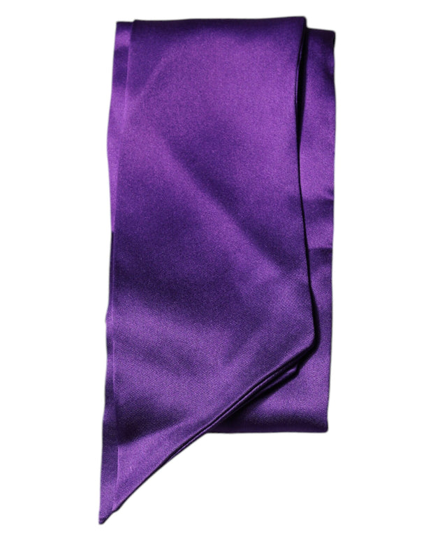 Purple Satin Silk Skinny Neck Foulard Scarf
