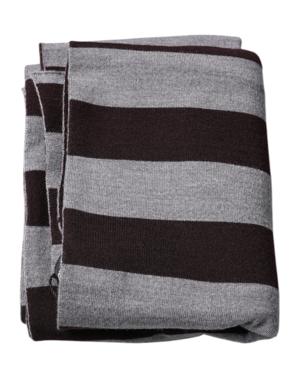 Black Gray Stripes Wool Neck Wrap Scarf