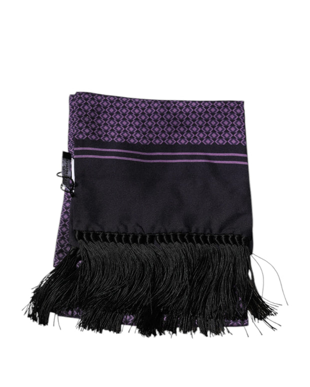 Purple Fantasy Silk Fringes Neck Wrap Scarf