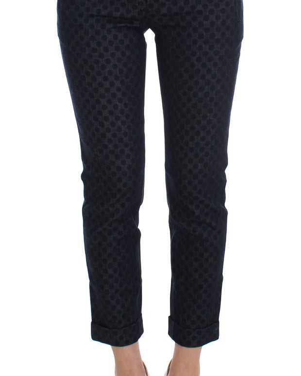 Polka Dotted Slim Capris Jeans