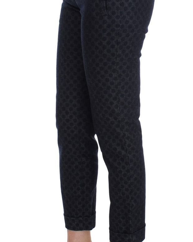 Polka Dotted Slim Capris Jeans
