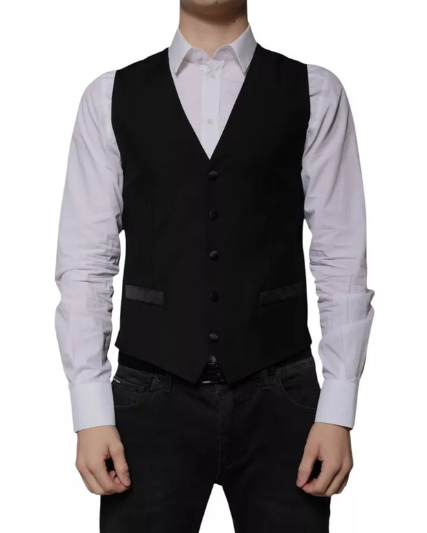 Black Wool Formal Dress Men Waistcoat Vest