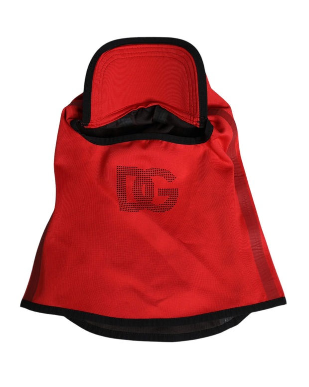 Red Logo Polyester Wide Brim Balaclava Hat