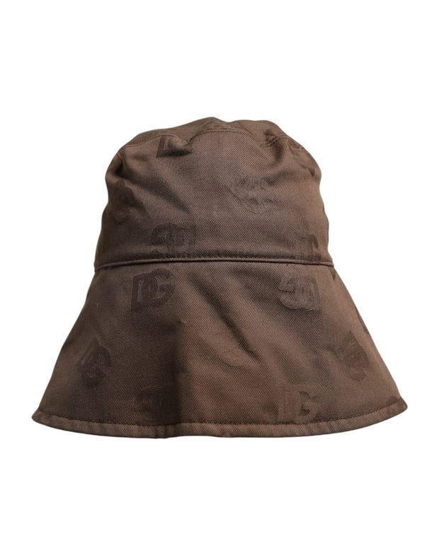 Brown Logo Monogram Cotton Bucket Cap