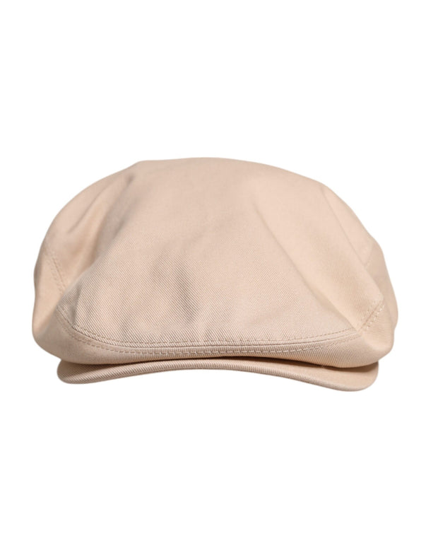 Beige Cotton Newsboy Capello Cabbie Hat