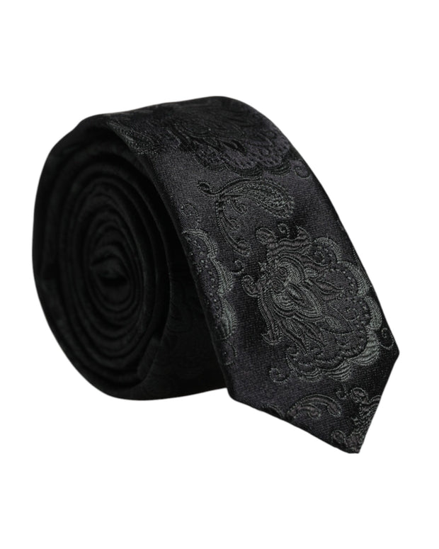 Dark Green Floral Silk Adjustable Necktie Tie
