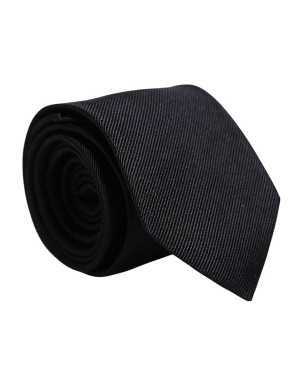Black Solid Silk Adjustable Necktie Tie