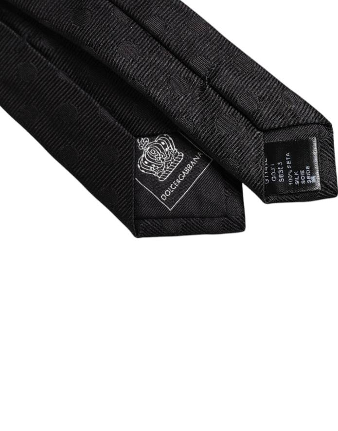 Black Circles Silk Adjustable Necktie Tie