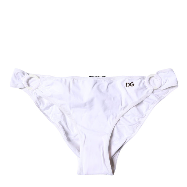 White Nylon Beachwear Bikini Bottom Swimwear