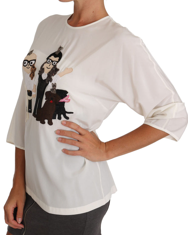 White Silk #dgfamily Blouse T-shirt