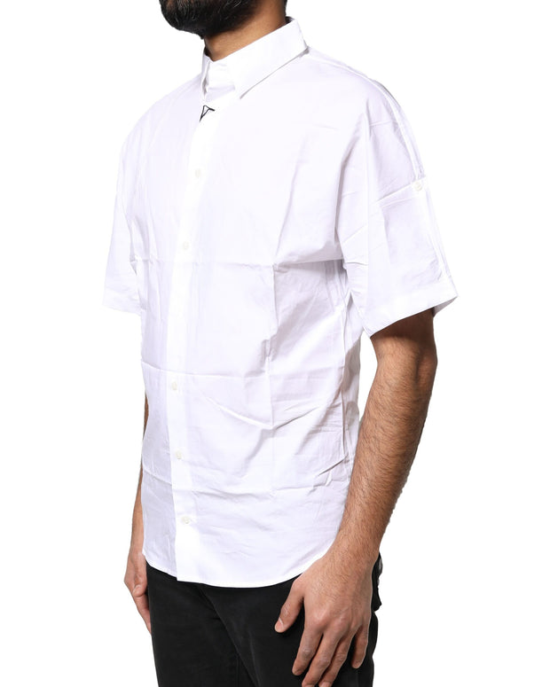 White Cotton Button Down Casual Men Polo Shirt