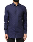 Blue Check Tartan GOLD Formal Dress Shirt