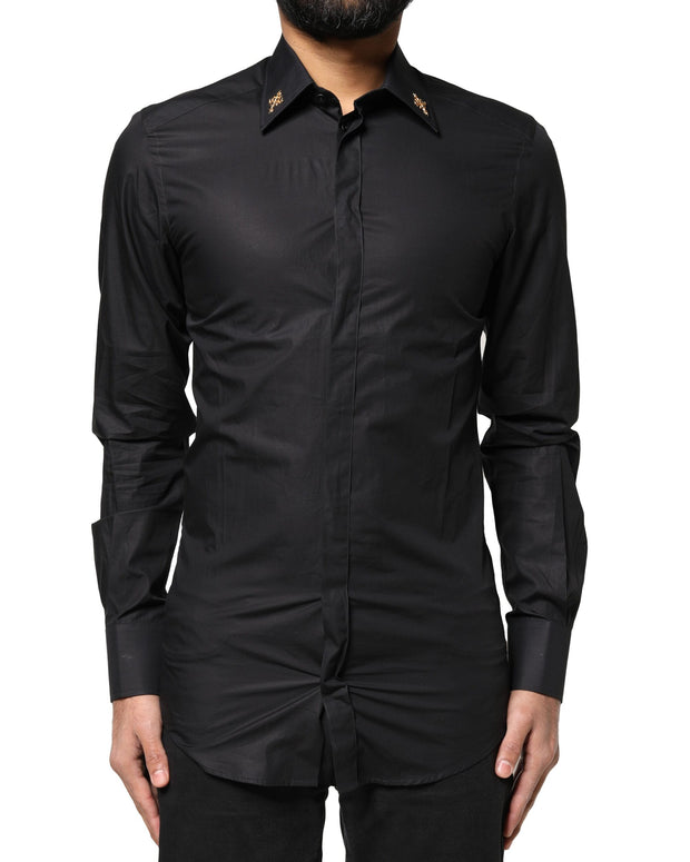 Black GOLD Cross Embellished Men Dress Shirt