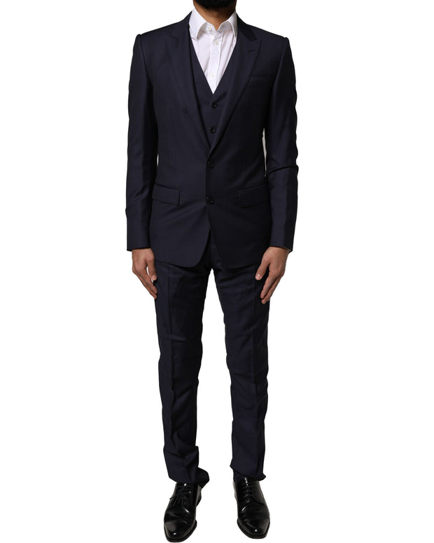 Blue MARTINI Wool 3 Piece Formal Men Suit