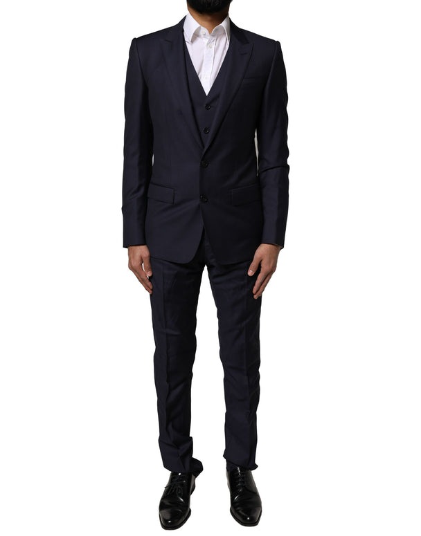 Blue MARTINI Wool 3 Piece Formal Men Suit