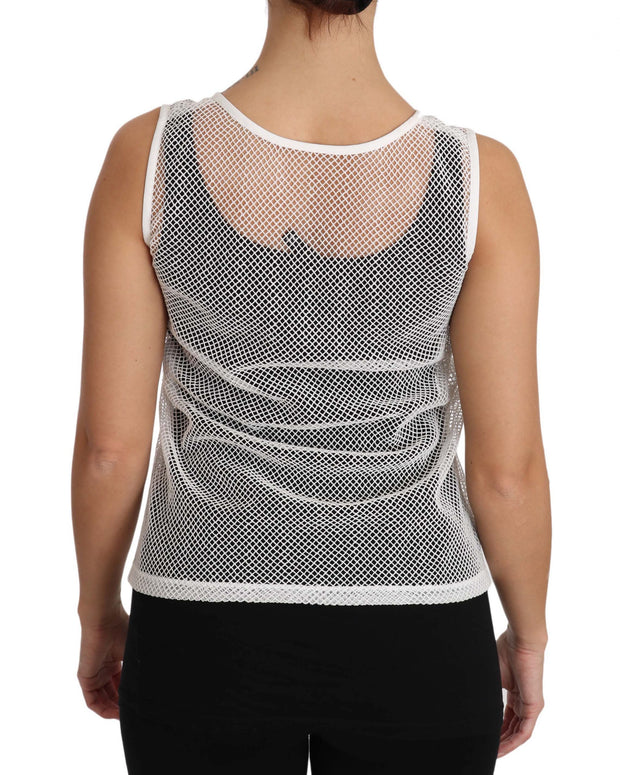 White Net  Transparent Sleeveless Tank Top