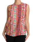 Carretto Print Pure Cotton Tank Top Floral Blouse