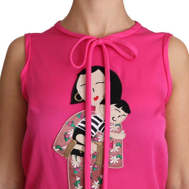 Elegant Pink Silk Family Tank Top Shirt