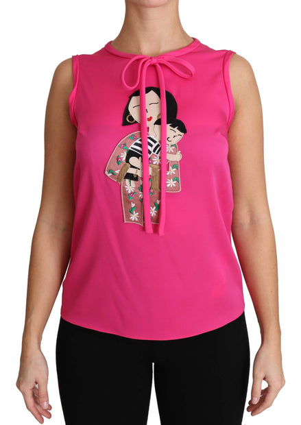 Elegant Pink Silk Family Tank Top Shirt