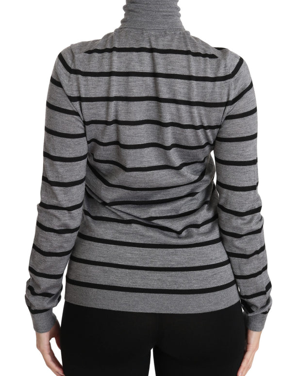 Gray Cashmere Silk Turtleneck Sweater