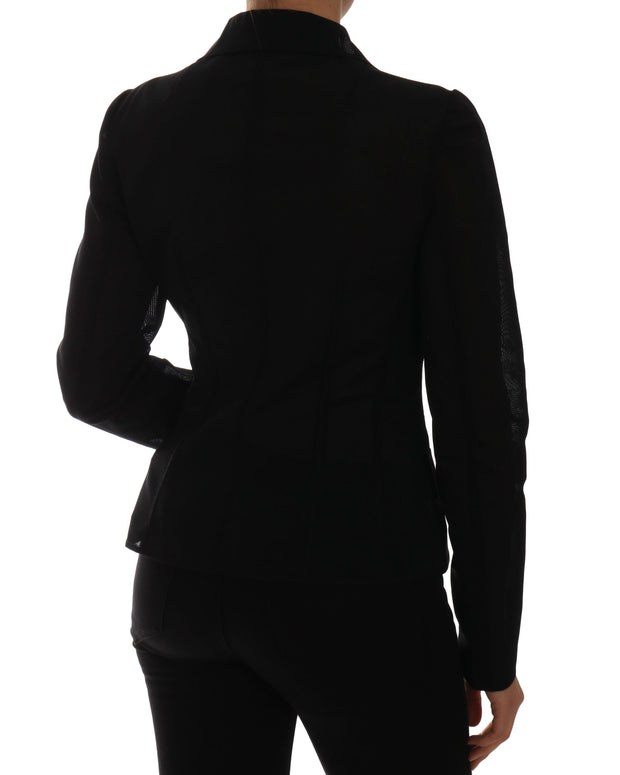 Black Nylon Net Blazer Jacket