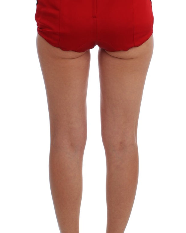 Red Silk Crystal Roses Shorts