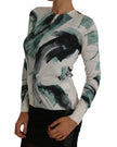 White Silk Cardigan Lightweight Paint Stroke Sweater