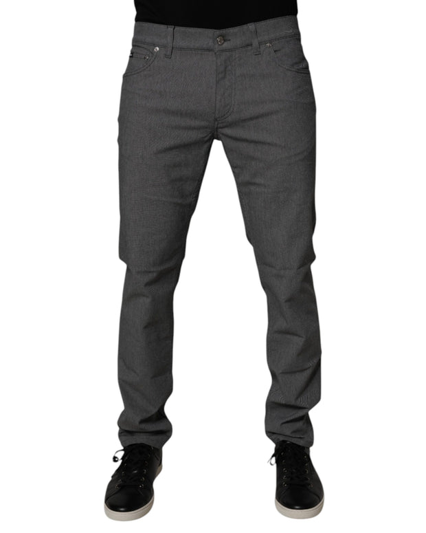 Gray Cotton Stretch Skinny Denim Jeans