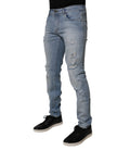 Blue Tattered Cotton Skinny Men Denim Jeans