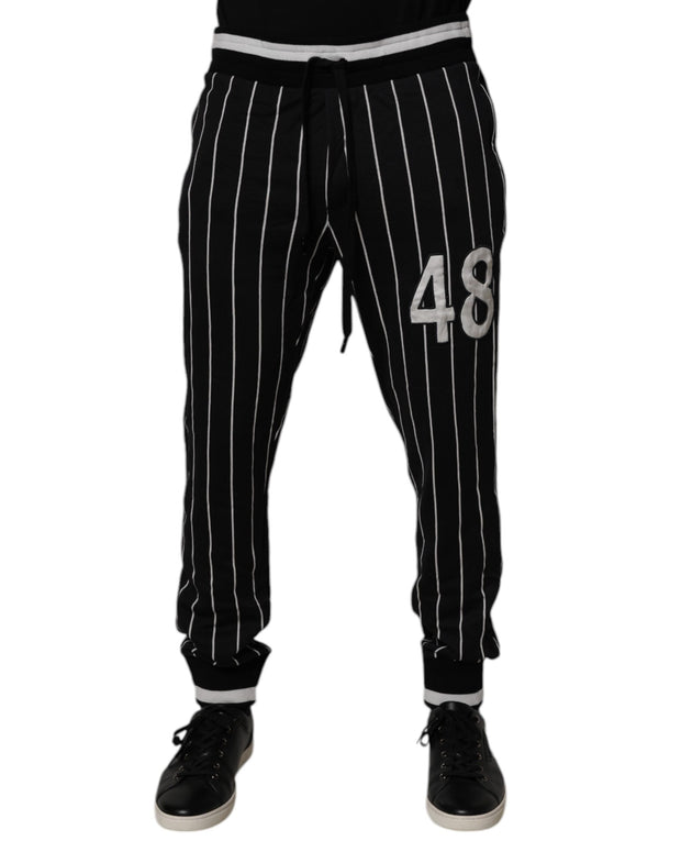 Black White Stripes Jogger Sweatpants Pants