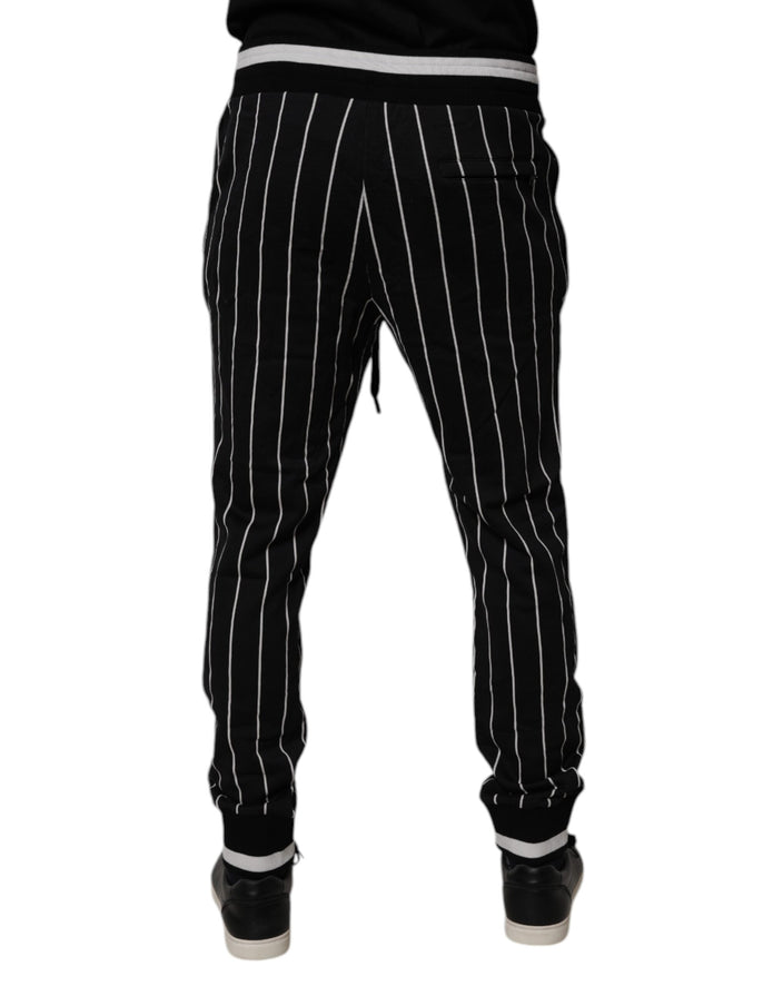 Black White Stripes Jogger Sweatpants Pants